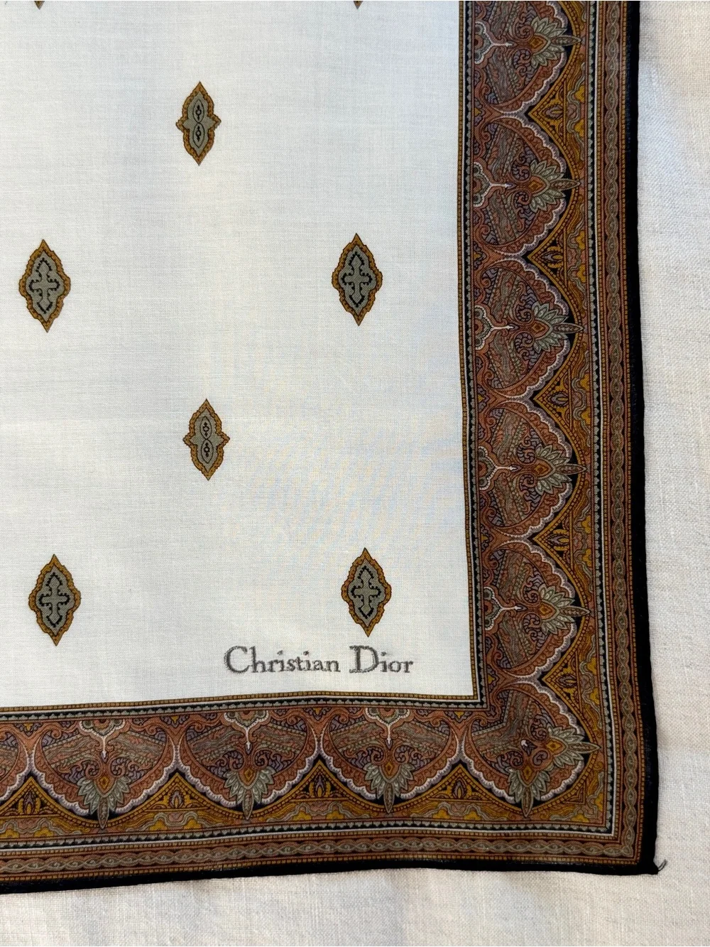 Vintage Christian Dior Paisley Cotton Head Scarf Bandana Made in Japan - Picture 3 of 7
